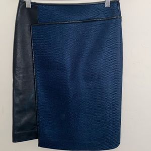 Arthur Galan Navy Blue and Black leather skirt. Size 6